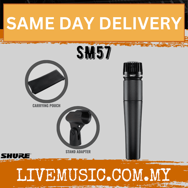 Shure SM57 - Dynamic Instrument Microphone Includes Mic Cable, Stand Adapter and Zippered Carrying Case (SM-57/SM 57)