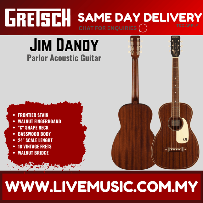Gretsch Jim Dandy Parlor Acoustic Guitar, Frontier Stain