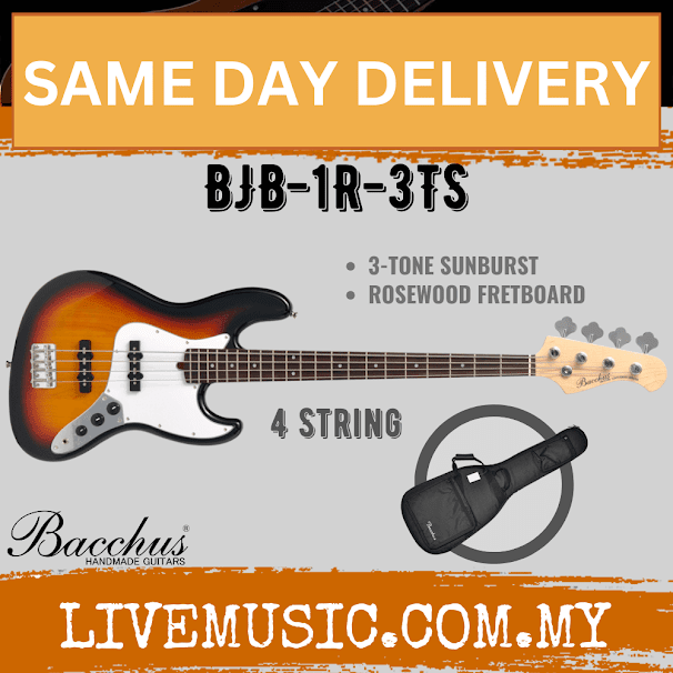 Bacchus BJB-1R 4-Strings Electric Bass Guitar, Rosewood Fretboard - Without Accessories (BJB-1R/BJB1R)