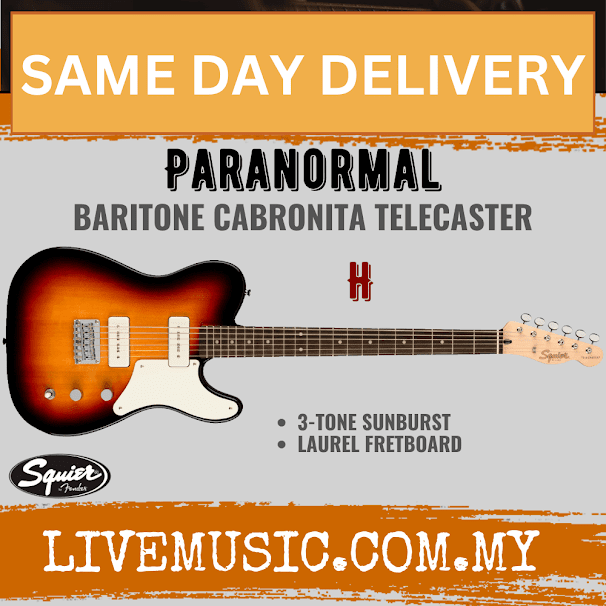 Squier Paranormal Series Baritone Cabronita Telecaster Electric Guitar - 3-Tone Sunburst