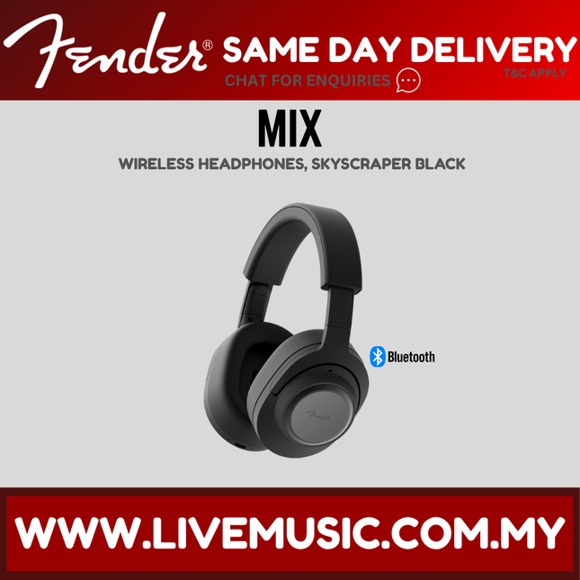 Wireless over-ear Bluetooth headphones, black earcups and headband