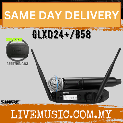 Shure GLXD24+/B58 Digital Wireless Handheld System with Beta 58A Capsule w/Hardcase ( GLXD24+ / B58 )