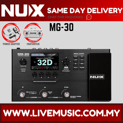 Nux MG-30 Versatile Amp Modeler Multi-Effects Pedal with Impulse Response (MG30/MG 30)