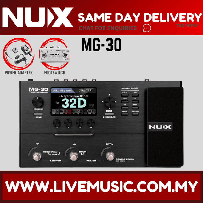 Nux MG-30 Versatile Amp Modeler Multi-Effects Pedal with Impulse Response (MG30/MG 30)