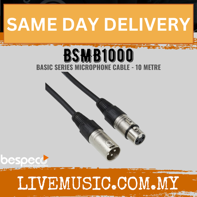 Bespeco BSMB1000 10 Metres (XLR Male – XLR Female) Microphone Cable