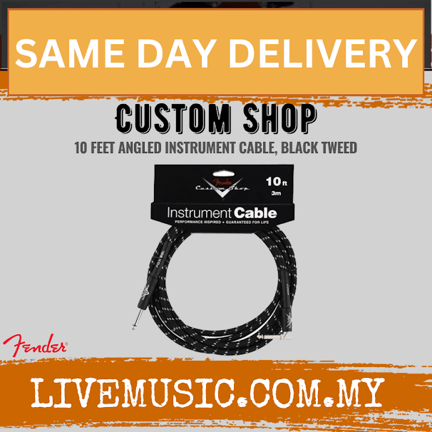 Fender Custom Shop Performance Series 10ft Angled Instrument Cable - Black Tweed