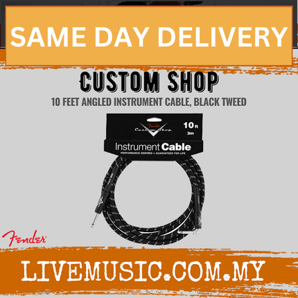 Fender Custom Shop Performance Series 10ft Angled Instrument Cable - Black Tweed