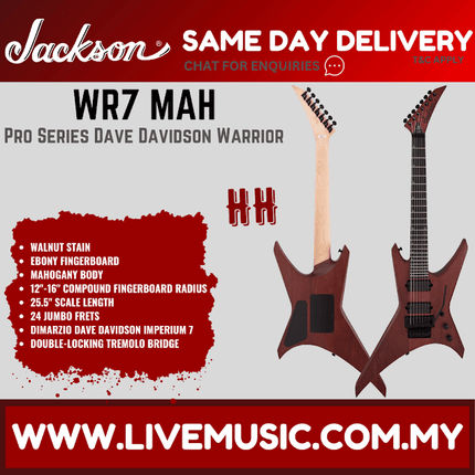 Jackson Pro Series WR7 Dave Davidson Signature Warrior Electric Guitar, Ebony FB, Natural Walnut