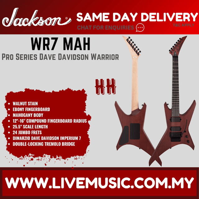Jackson Pro Series WR7 Dave Davidson Signature Warrior Electric Guitar, Ebony FB, Natural Walnut