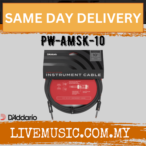 D'Addario PW-AMSK-10 Planet Waves American Stage Kill Switch Instrument Cable - 10 feet (PWAMSK10/DAddario)