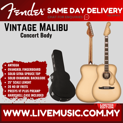 Fender Limited Edition California Vintage Malibu Acoustic Guitar w/Case, Antigua