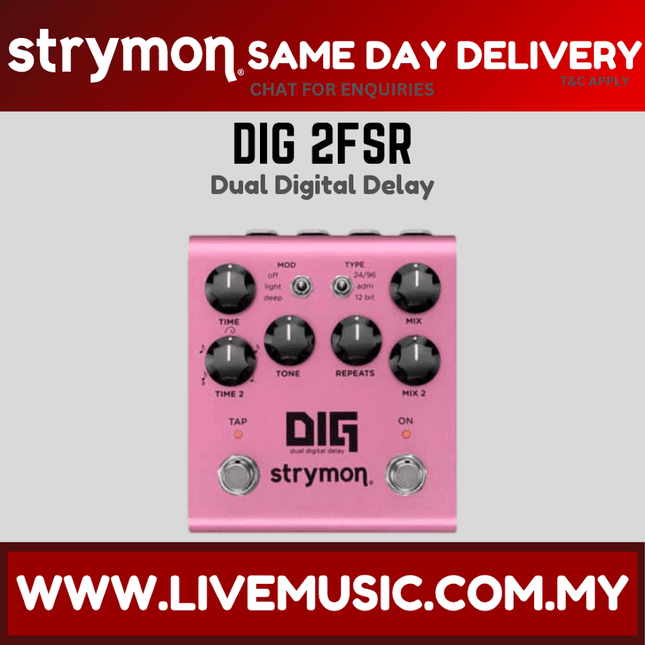 Strymon DIG 2FSR Dual Digital Delay Guitar Effects Pedal