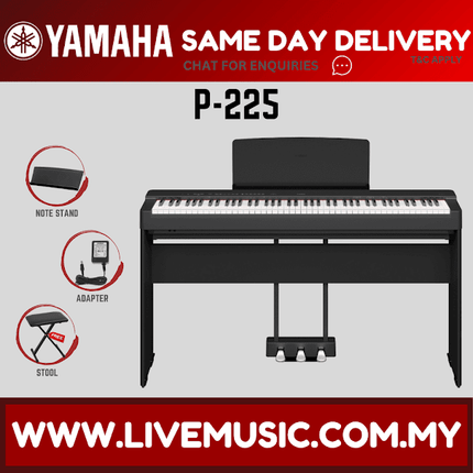 Yamaha P-225 88-Key Digital Piano With Keyboard Bench, Headphone And Adapter - Black ( P225 P 225 P125 P 125 )