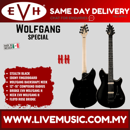 EVH Wolfgang Special Electric Guitar, Ebony FB, Stealth Black