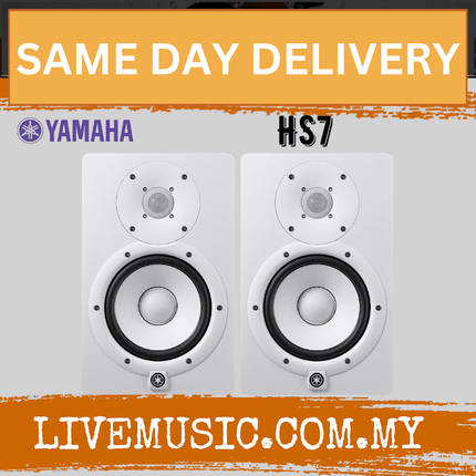 Yamaha HS7 Powered Studio Monitor with Desktop Monitor Stand, Isolation Pads and Cable - White ( HS 7 / HS-7 )