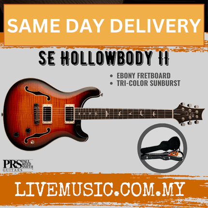PRS SE Hollowbody II Electric Guitar with Case - Tri-Color Sunburst