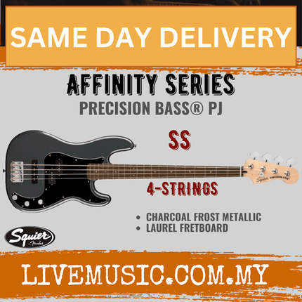 Squier Affinity Series Precision PJ Bass Guitar, Laurel Fretboard - Charcoal Frost Metallic