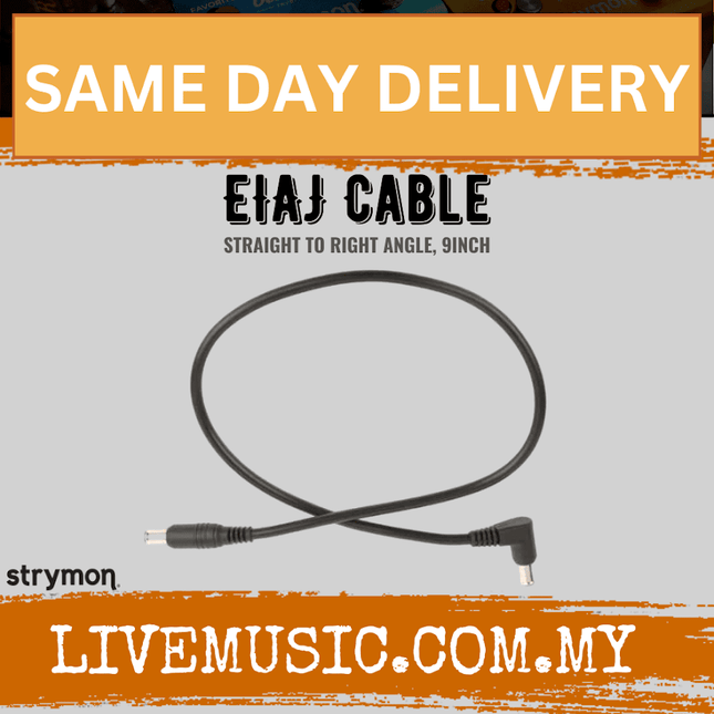 Strymon EIAJ Cable, Straight to Right Angle, 9inch