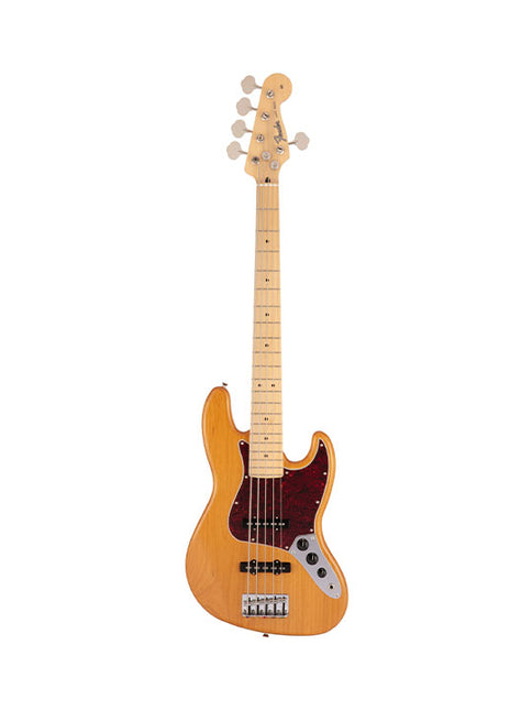Fender Japan Hybrid II Jazz Bass V Guitar, Maple Fretboard with FREE Gig Bag - Vintage Natural