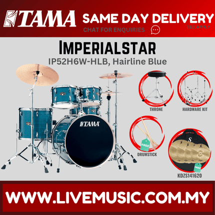 Tama Imperial Star Drum Set with Drum Throne, Imperialstar With KDZS141620 Silent Cymbal Set ( IP52H6W )
