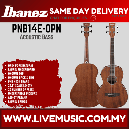 Ibanez PNB14E-OPN Acoustic-Electric Bass Parlor Body - Open Pore Natural ( PNB14E-OPN / PNB14EOPN )