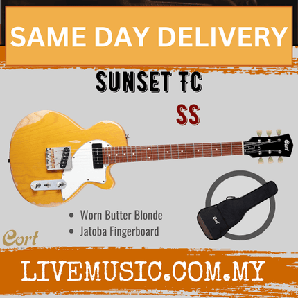 Cort Sunset TC Electric Guitar Jatoba Fretboard with Gig Bag - Worn Butter Blonde