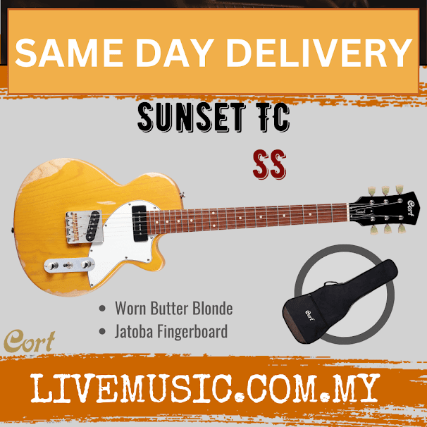 Cort Sunset TC Electric Guitar Jatoba Fretboard with Gig Bag - Worn Butter Blonde
