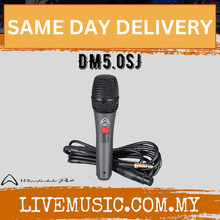 WHARFEDALE PRO DM 5.0J Series Super Cardioid Dynamic Microphone C/W 3 Meter XLR(F) To 6.3MM Jack Cable (DM5.0SJ/DM-5.0SJ)