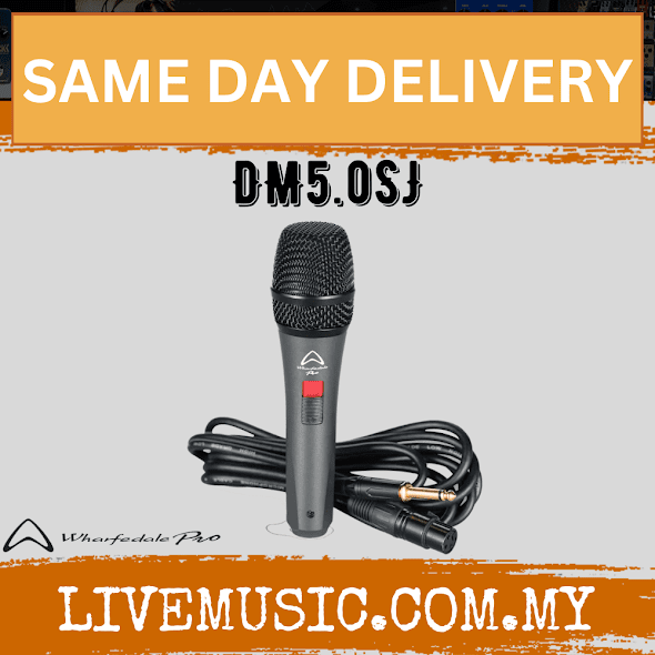 WHARFEDALE PRO DM 5.0J Series Super Cardioid Dynamic Microphone C/W 3 Meter XLR(F) To 6.3MM Jack Cable (DM5.0SJ/DM-5.0SJ)
