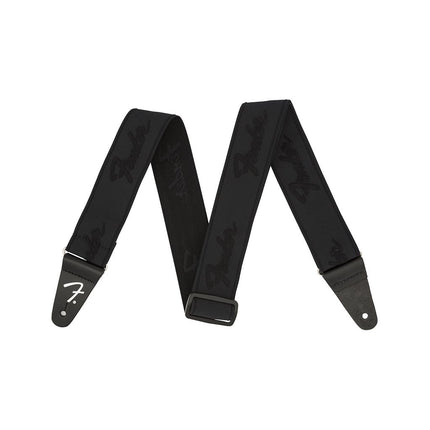 Fender Weighless Running Logo Guitar Strap, 2inch - Black/Black