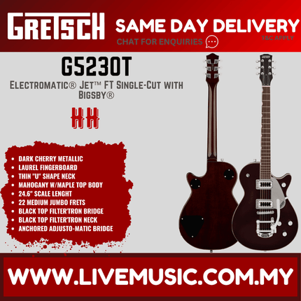 Gretsch G5230T Electromatic Jet FT Single-Cut Guitar w/Bigsby, Dark Cherry Metallic