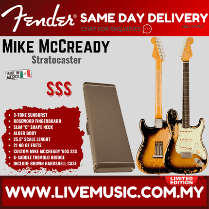Fender Ltd Ed Mike McCready Stratocaster Electric Guitar, RW FB, 3-Tone Sunburst