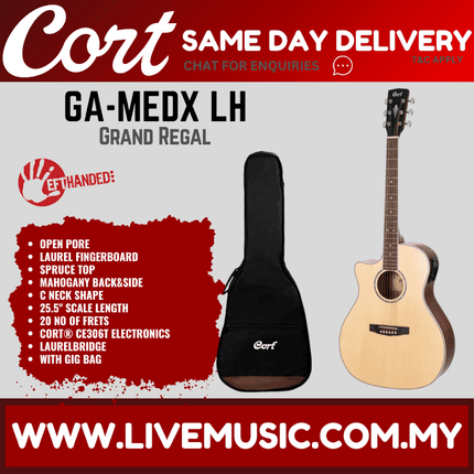 Cort GA-MEDX Left-Handed Electro Acoustic Guitar with Bag (GAMEDXLH / GA MEDX)