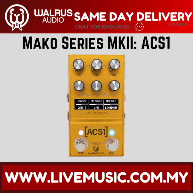Walrus Audio MAKO Series MKII ACS1 Amp & Cab Simulator Guitar Effects Pedal