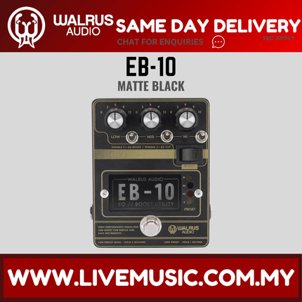Walrus Audio EB-10 Preamp/EQ/Boost Guitar Effects Pedal, Black ( EB10 / EB 10 )