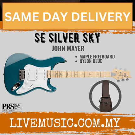 PRS SE Silver Sky Maple Electric Guitar, Nylon Blue
