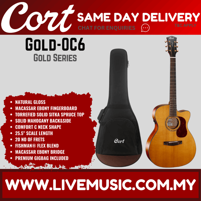 Cort Gold-OC6 - Acoustic Guitar with Gig Bag - Natural Glossy (Gold OC6/GoldOC6)