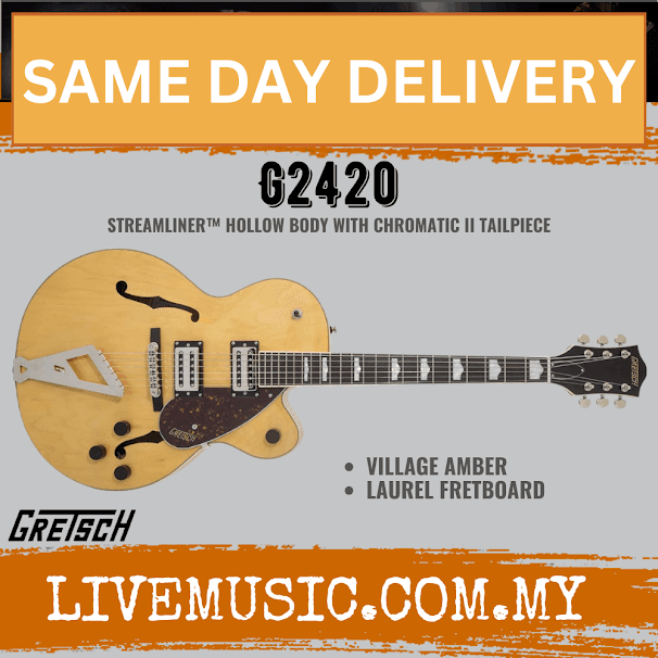 Gretsch G2420 Streamliner Hollow Body Single-Cut Guitar w/Chromatic II, Village Amber