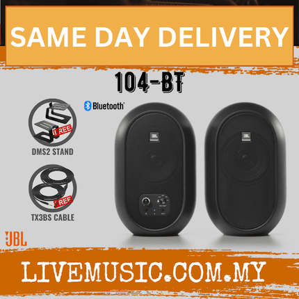 JBL 1 Series 104-BT 4.5 inch Compact Powered Desktop Reference Monitors with Bluetooth - Black (104/104BT)