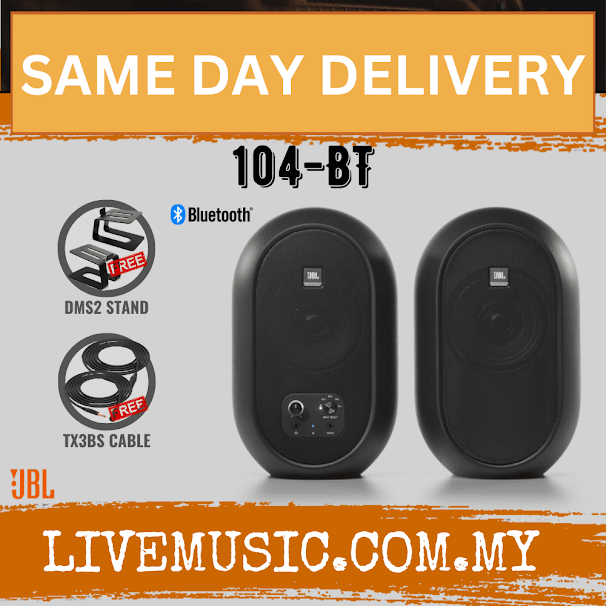 JBL 1 Series 104-BT 4.5 inch Compact Powered Desktop Reference Monitors with Bluetooth - Black (104/104BT)