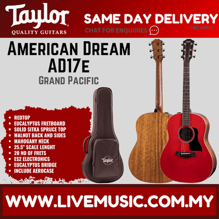 Taylor American Dream AD17e Grand Pacific Acoustic Guitar w/AeroCase, Redtop