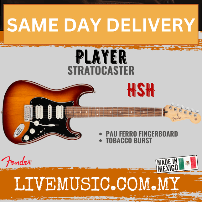 Fender Player HSH Stratocaster Electric Guitar, Pau Ferro Fretboard - Tobacco Sunburst