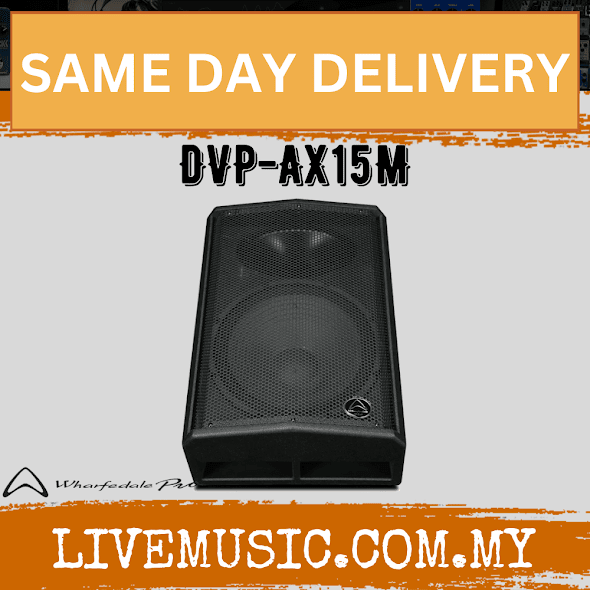 Black 15-inch 2-way active floor monitor speaker with front grille