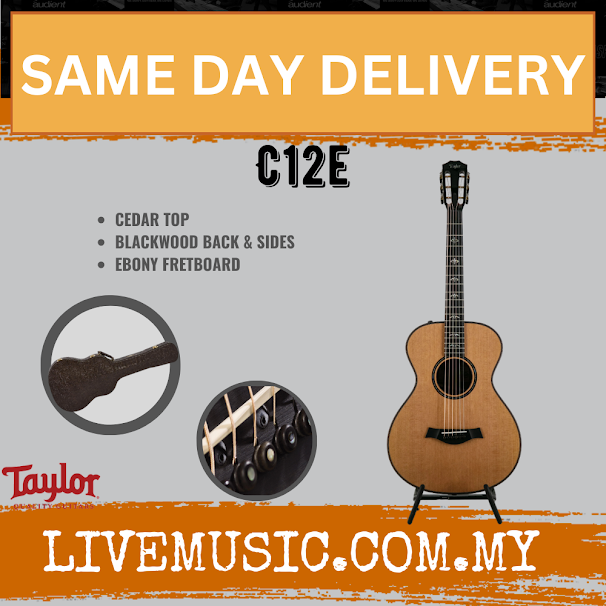 Taylor Custom C12e 12-Fret Blackwood/Cedar Grand Concert Acoustic Guitar w/Bag