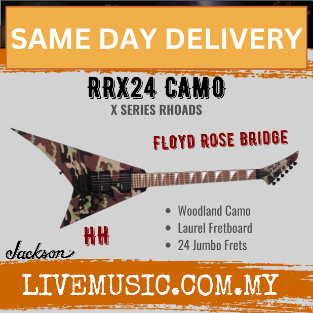 Jackson X Series Rhoads RRX24 Electric Guitar, Laurel FB, Woodland Camo