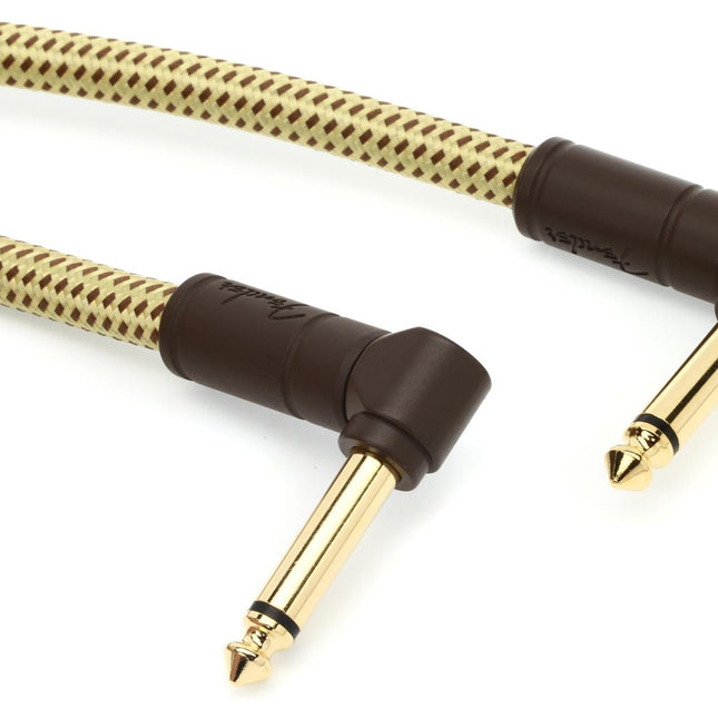 Fender Deluxe Series Angled Instrument Cable, 3ft - Tweed