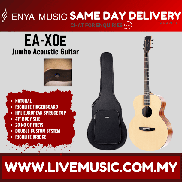 Enya EA-X0 EQ 41" Transacoustic Grand Auditorium Europe Spruce Top Acoustic Electric Guitar with Gig Bag ( EAX0 EA X0 )