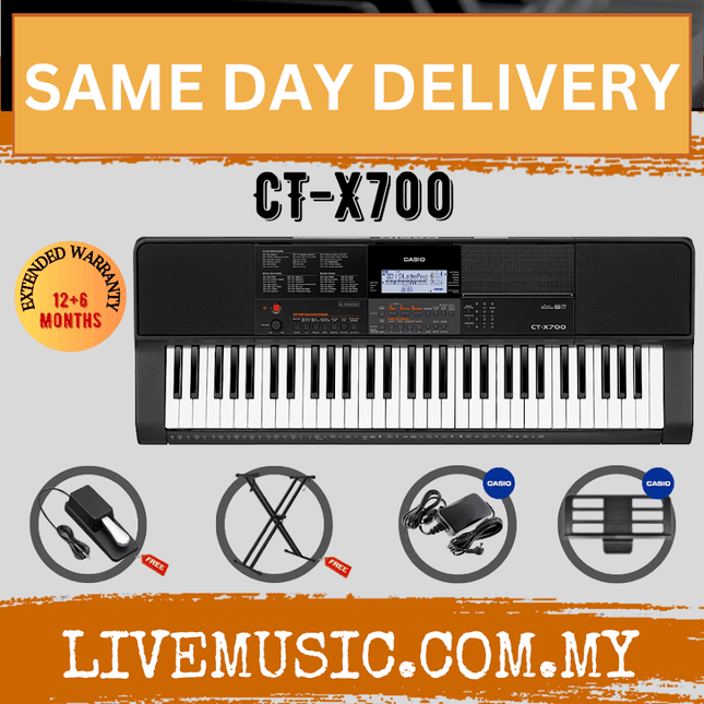 Casio CT-X700 61-Keys Keyboard with Keyboard Stand, Piano Bench & Headphone ( CTX700 / CTX-700 )
