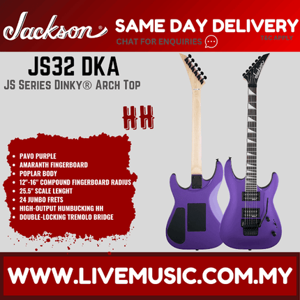 Jackson JS Series Dinky Archtop JS32 DKA Electric Guitar, Amaranth FB - Pavo Purple (JS32-DKA/JS32DKA)