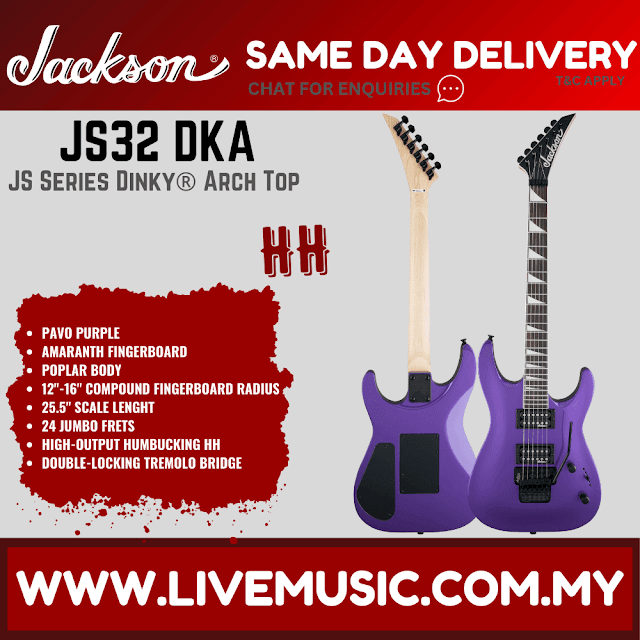 Jackson JS Series Dinky Archtop JS32 DKA Electric Guitar, Amaranth FB - Pavo Purple (JS32-DKA/JS32DKA)